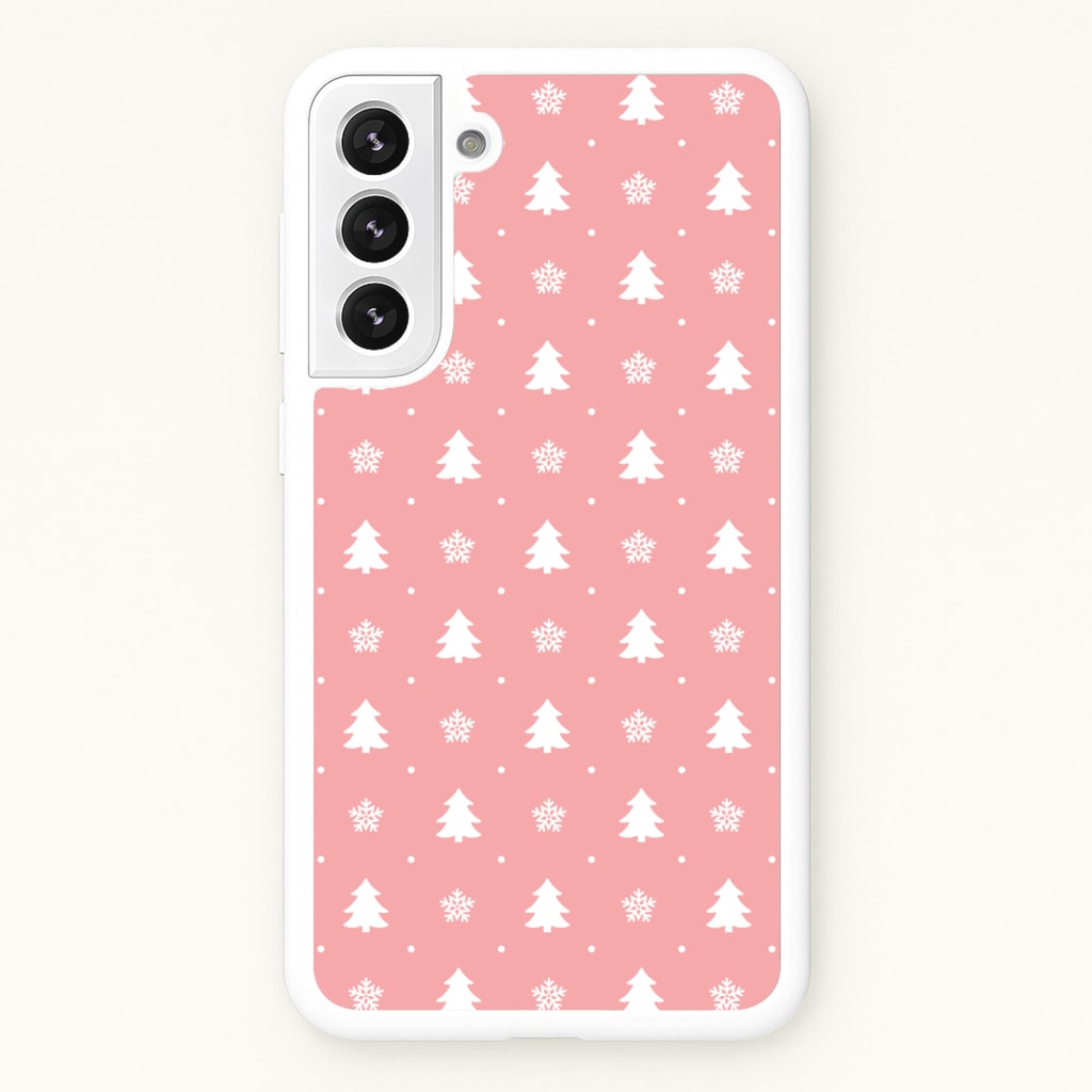 Pink Tree Pattern - Christmas Patterns Phone Case for Galaxy S21FE
