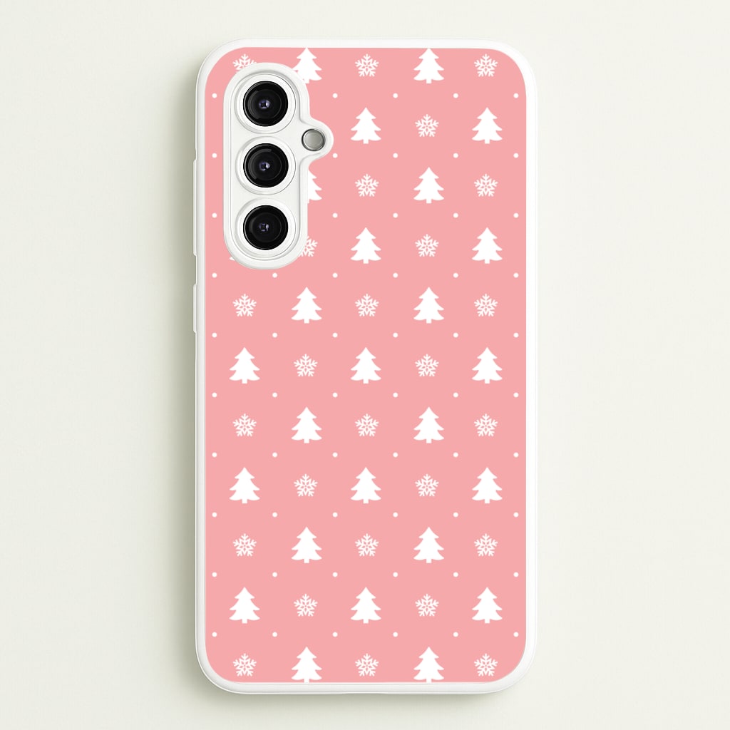 Pink Tree Pattern - Christmas Patterns Phone Case for Galaxy A14