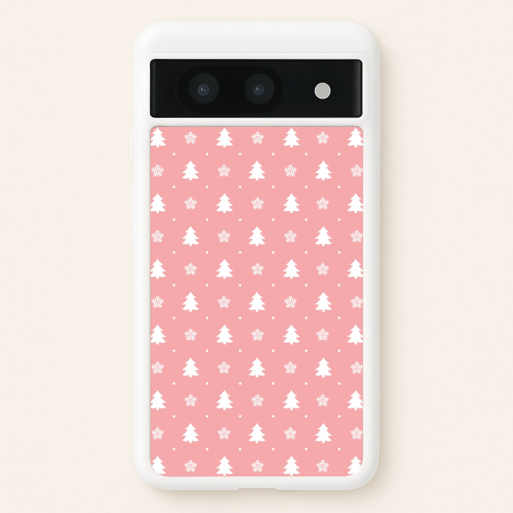 Pink Tree Pattern - Christmas Patterns Phone Case for Google Pixel 8a