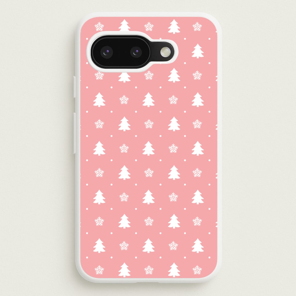 Pink Tree Pattern - Christmas Patterns Phone Case for Google Pixel 9a
