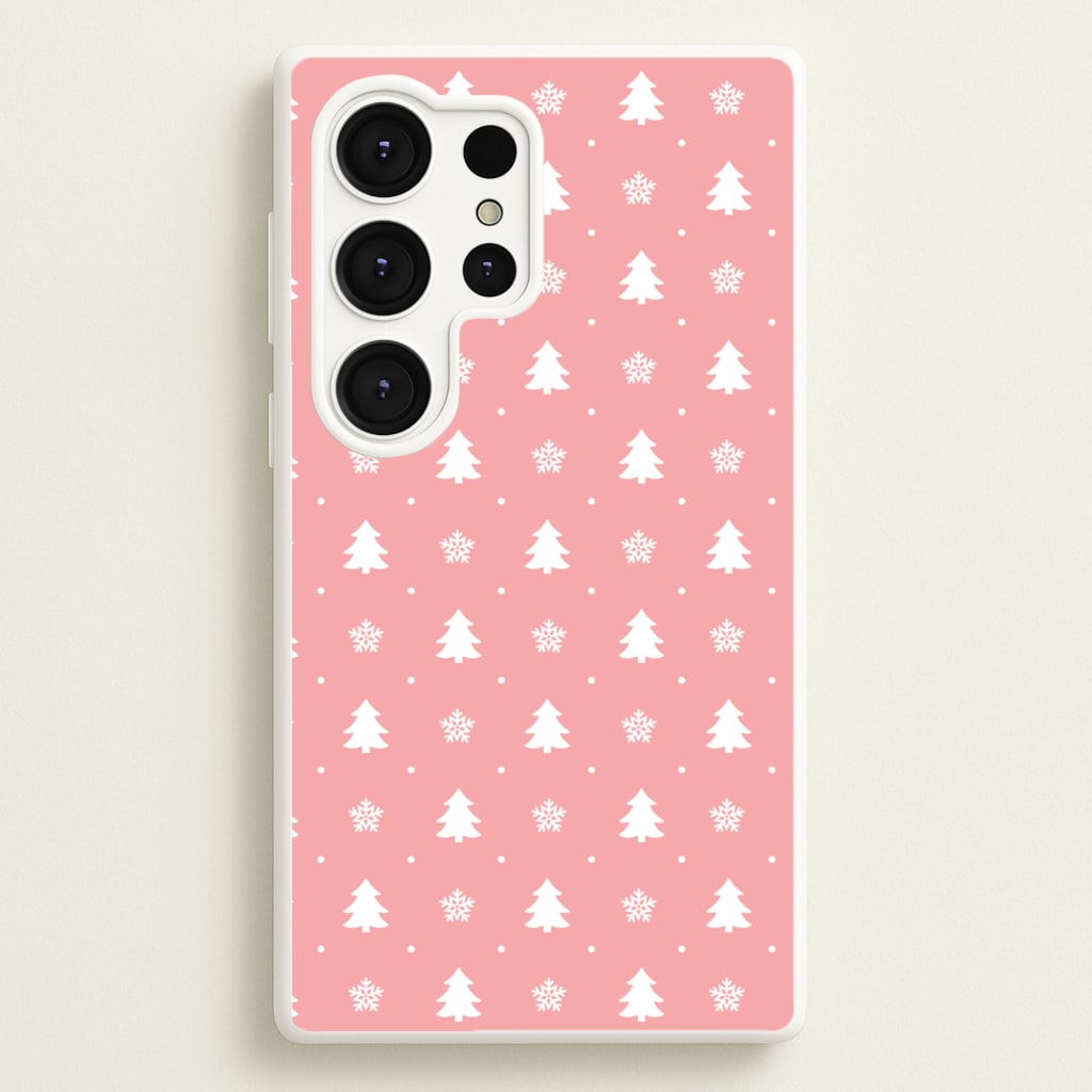 Pink Tree Pattern - Christmas Patterns Phone Case for Galaxy S25 Ultra