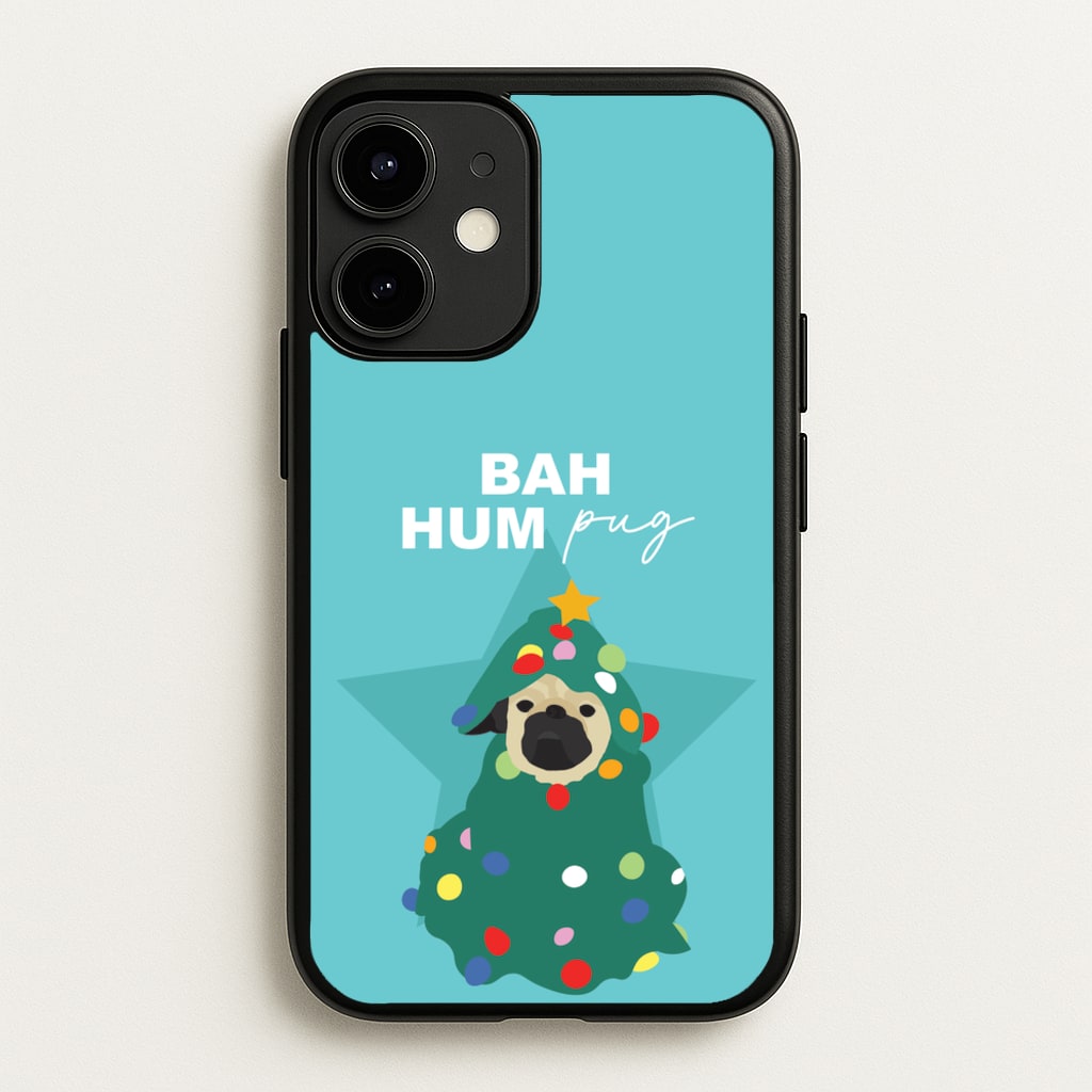 Bah Hum Pug - Christmas Animals Phone Case for iPhone 12 / 12 Pro