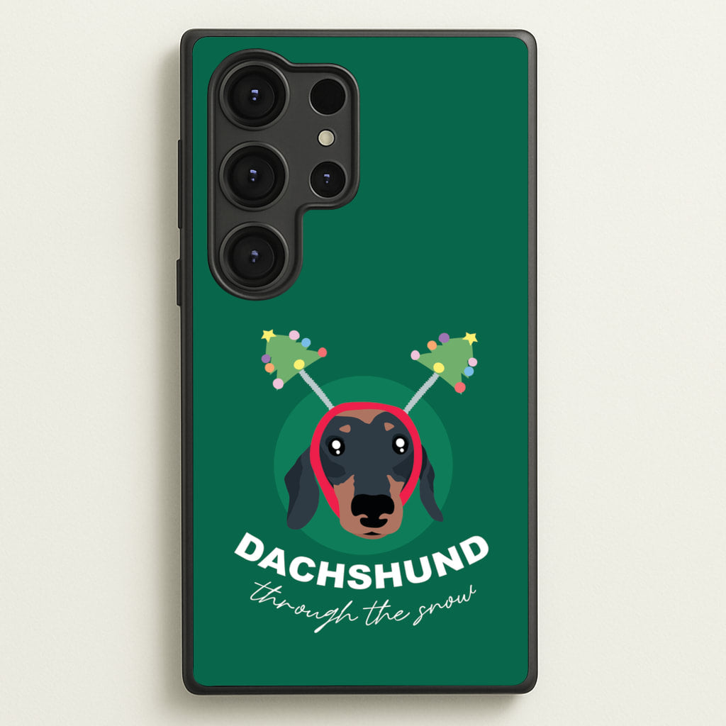 Dachshund Through The Snow - Christmas Animals Phone Case for Galaxy S25 Ultra