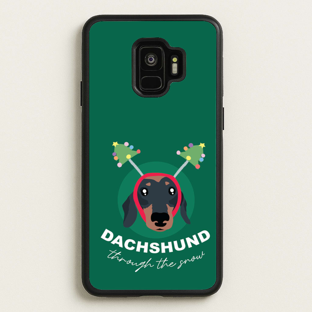 Dachshund Through The Snow - Christmas Animals Phone Case for Galaxy S9