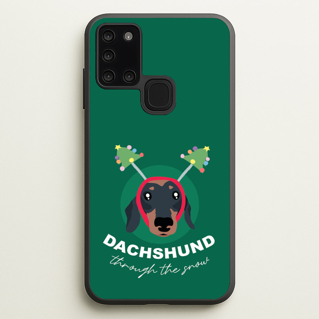 Dachshund Through The Snow - Christmas Animals Phone Case for Galaxy A21s