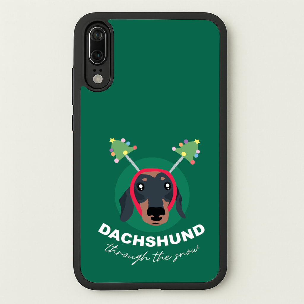 Dachshund Through The Snow - Christmas Animals Phone Case for Huawei P20