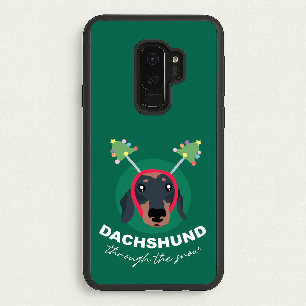 Dachshund Through The Snow - Christmas Animals Phone Case for Galaxy S9 Plus