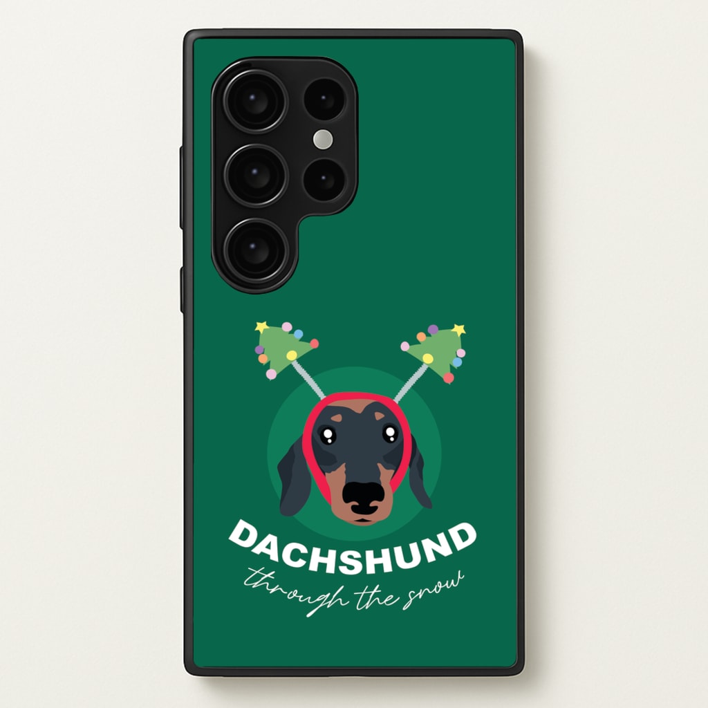 Dachshund Through The Snow - Christmas Animals Phone Case for Galaxy S24 Ultra