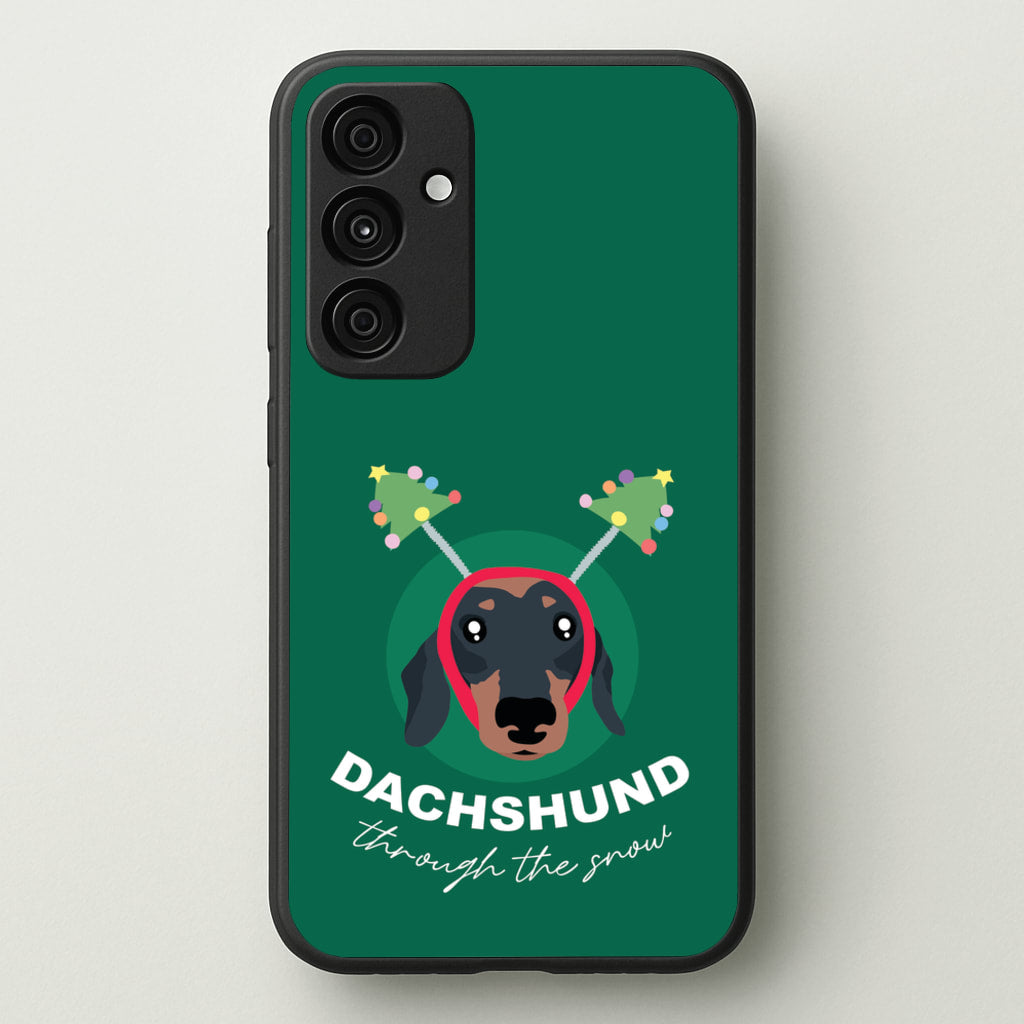 Dachshund Through The Snow - Christmas Animals Phone Case for Galaxy A35