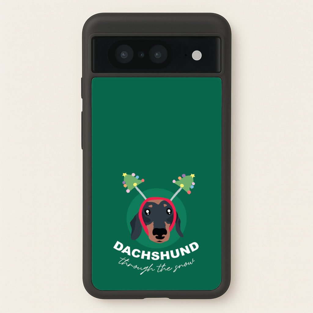 Dachshund Through The Snow - Christmas Animals Phone Case for Google Pixel 8