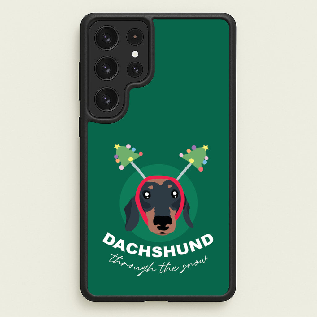 Dachshund Through The Snow - Christmas Animals Phone Case for Galaxy S22 Ultra