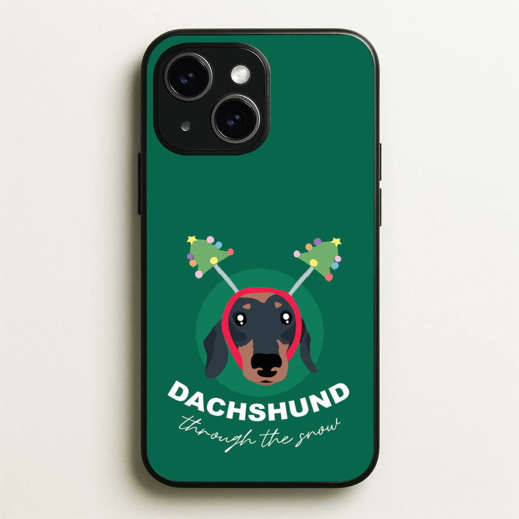 Dachshund Through The Snow - Christmas Animals Phone Case for iPhone 14