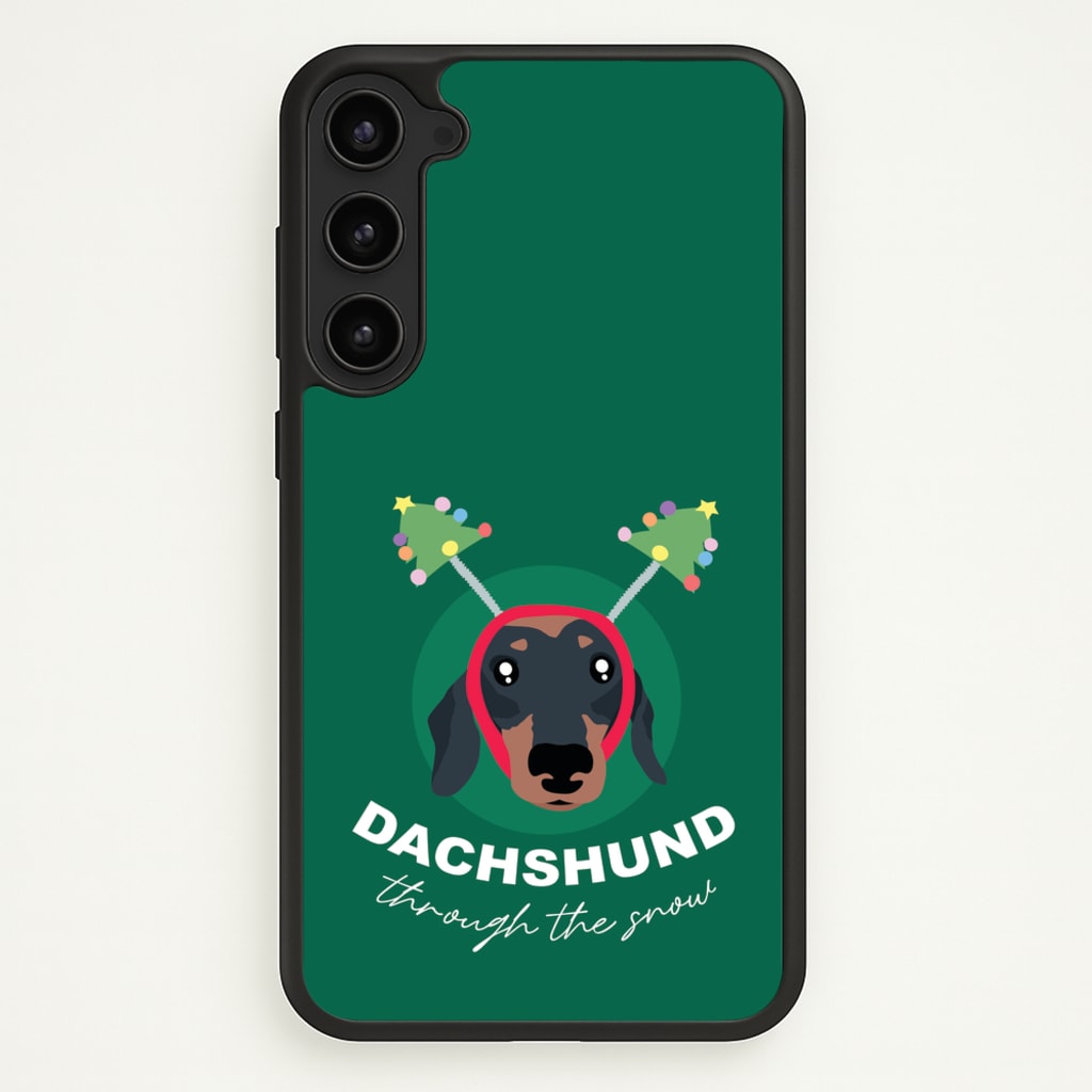 Dachshund Through The Snow - Christmas Animals Phone Case for Galaxy S23 Plus