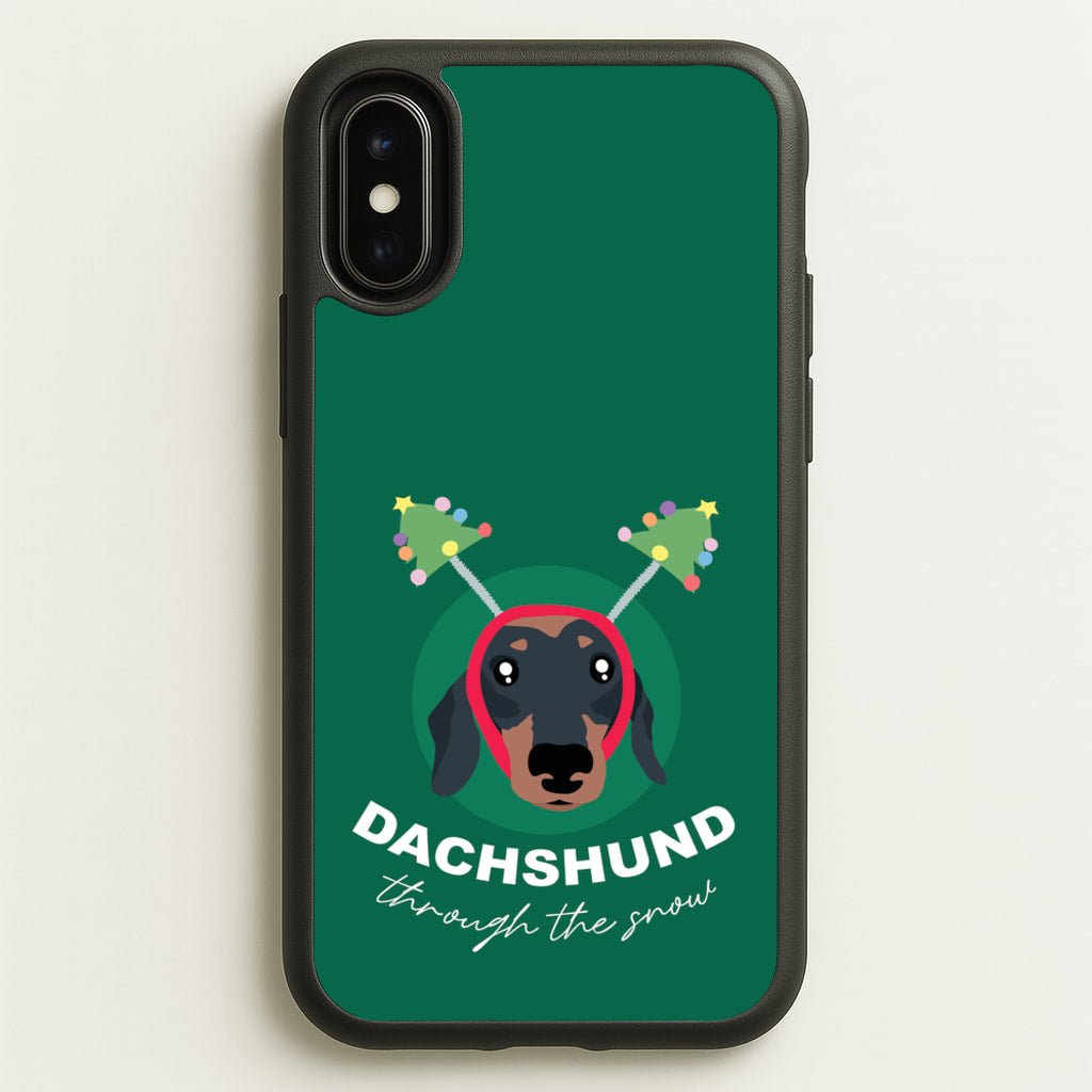 Dachshund Through The Snow - Christmas Animals Phone Case for iPhone X / XS