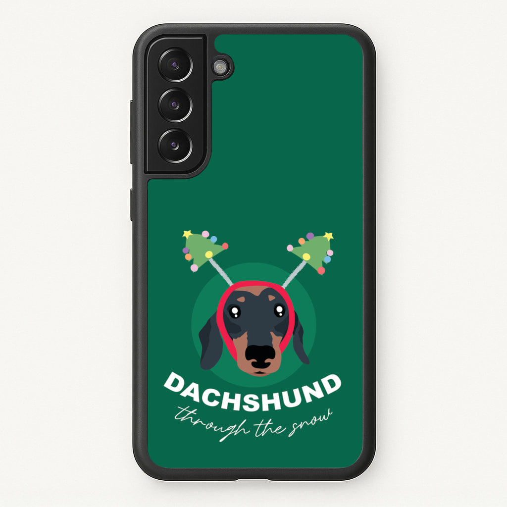 Dachshund Through The Snow - Christmas Animals Phone Case for Galaxy S22 Plus