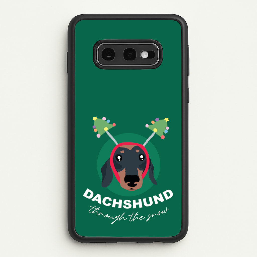 Dachshund Through The Snow - Christmas Animals Phone Case for Galaxy S10e