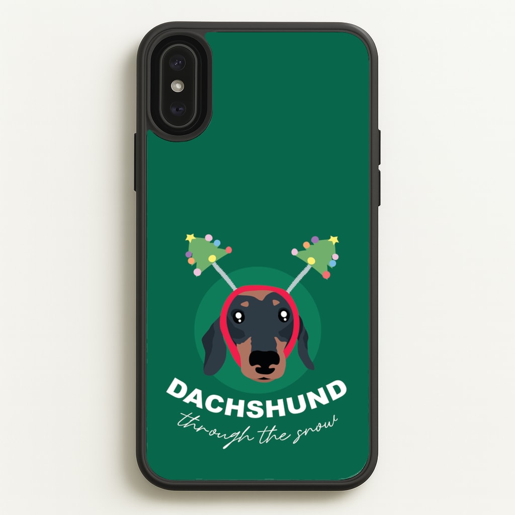 Dachshund Through The Snow - Christmas Animals Phone Case for iPhone XS Max