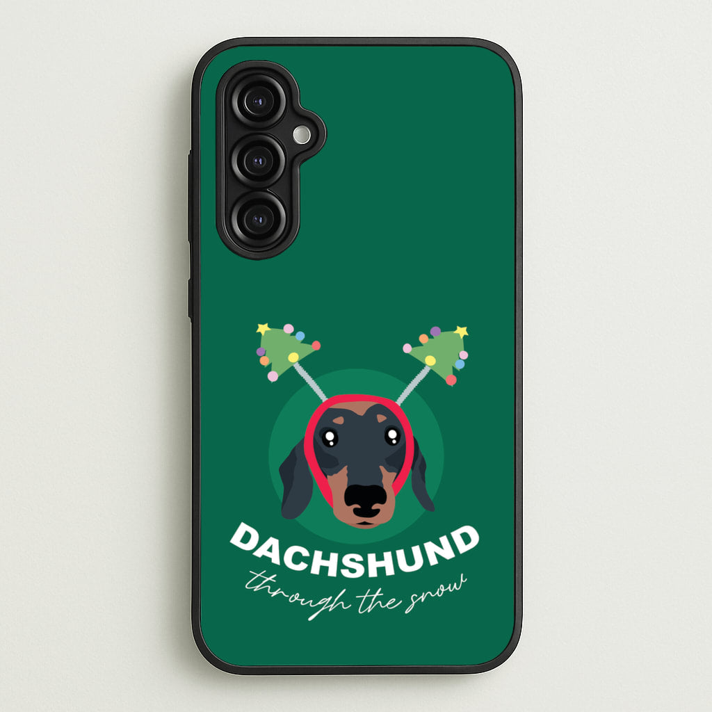 Dachshund Through The Snow - Christmas Animals Phone Case for Galaxy A14