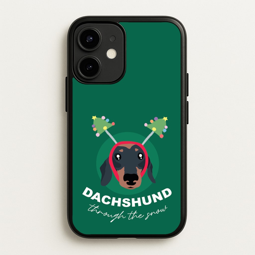Dachshund Through The Snow - Christmas Animals Phone Case for iPhone 12 / 12 Pro