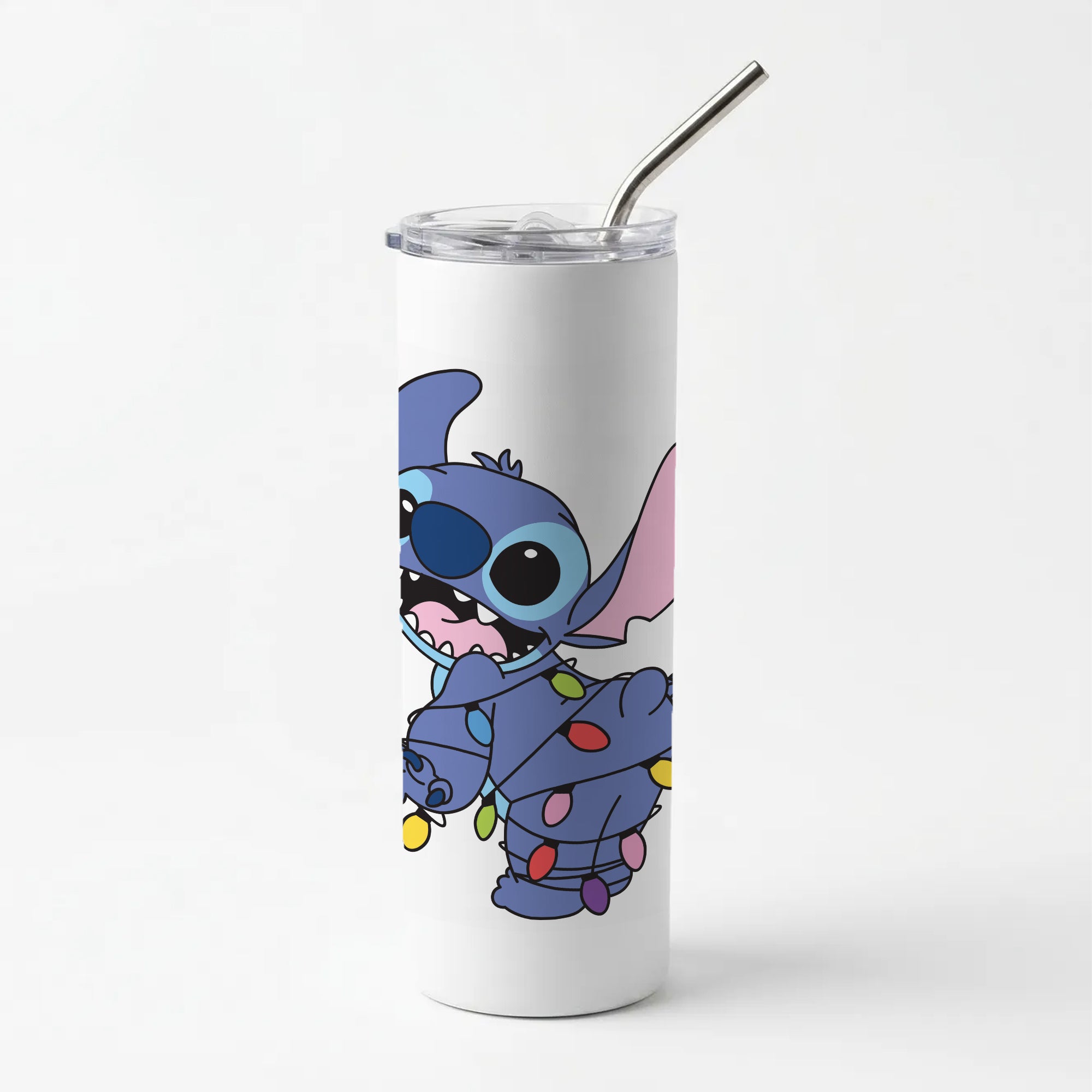 Cute Blue Alien Fairylights Skinny Tumbler