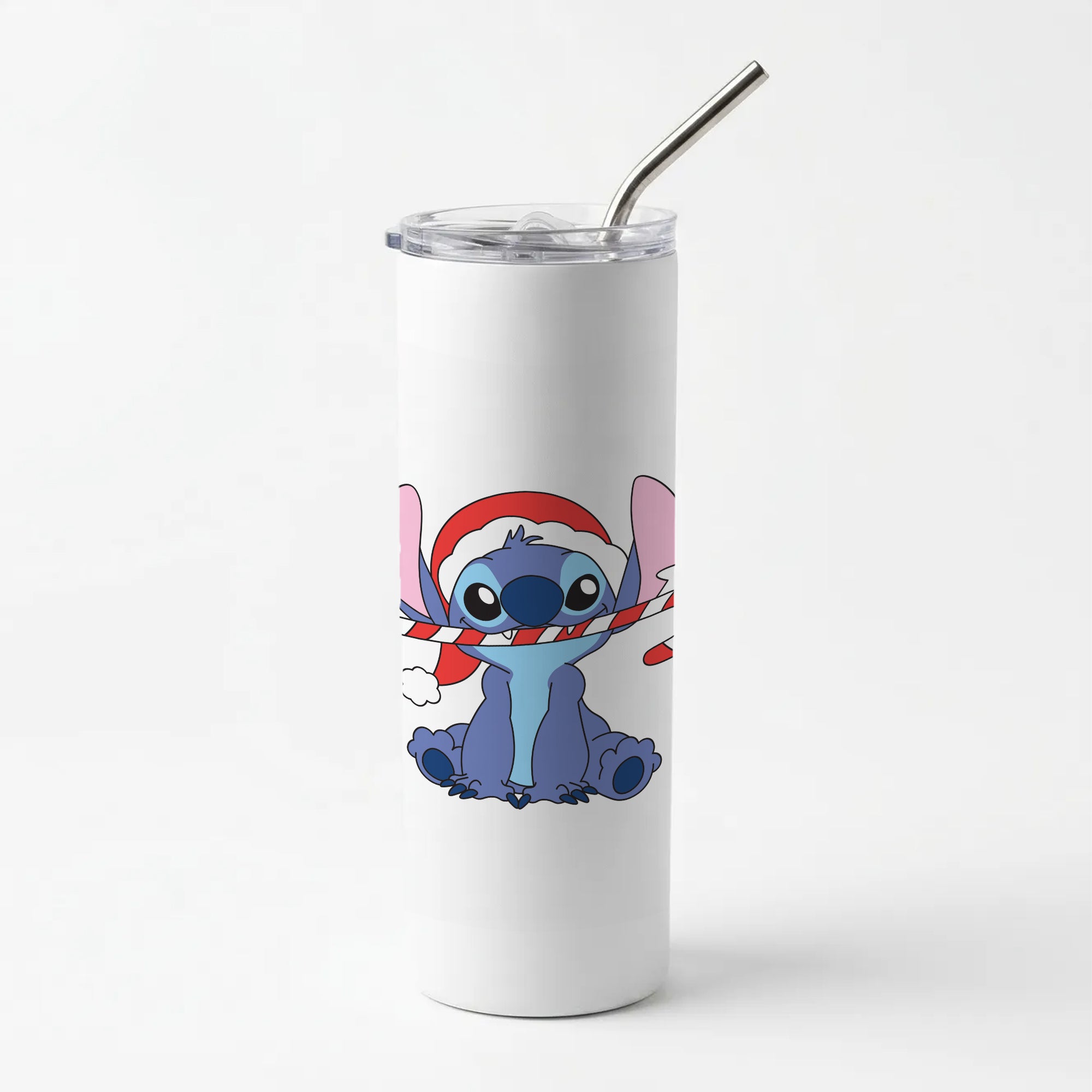 Cute Blue Alien Candycane Skinny Tumbler