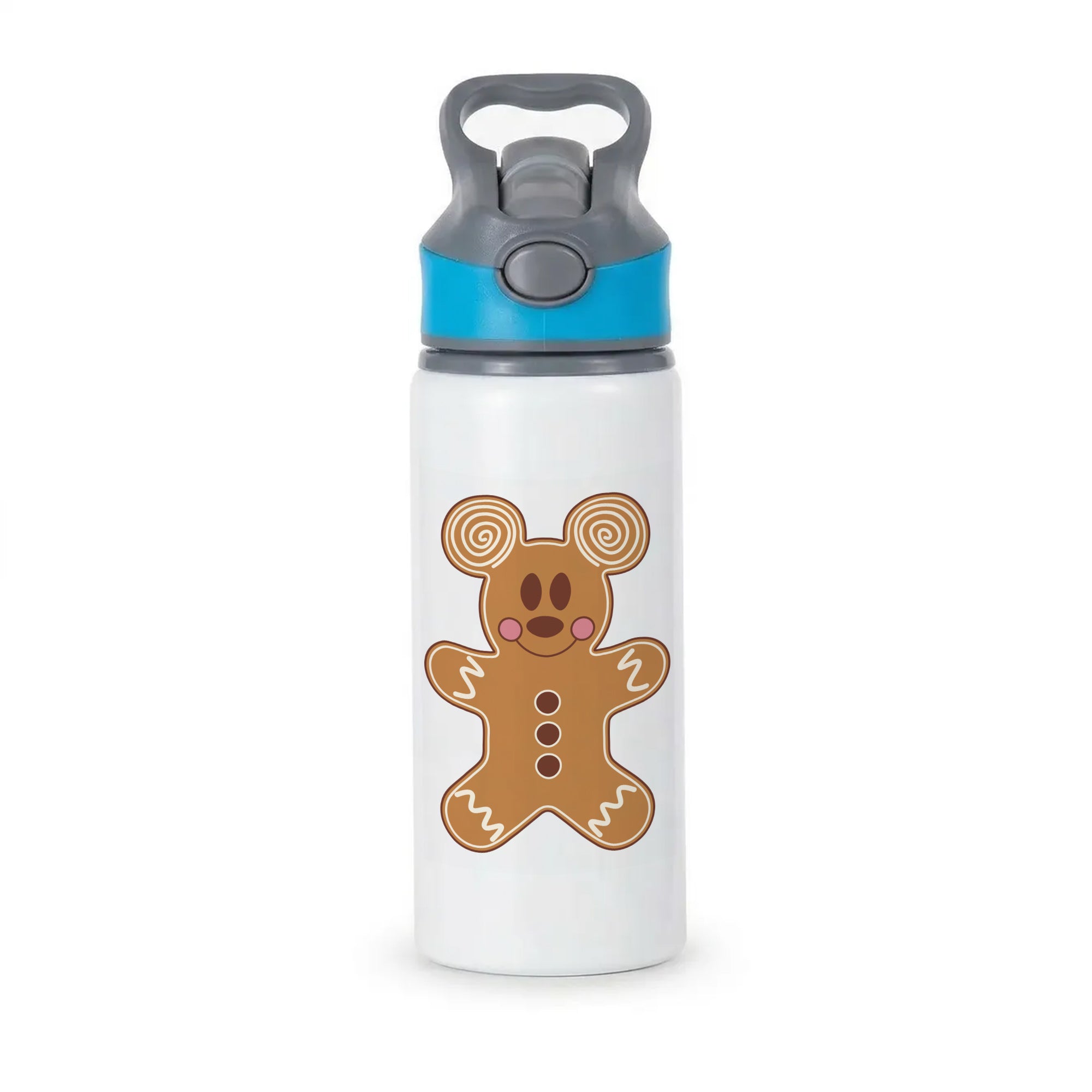 Cartoon Mouse Gingerbread Active Water Bottle - Blue