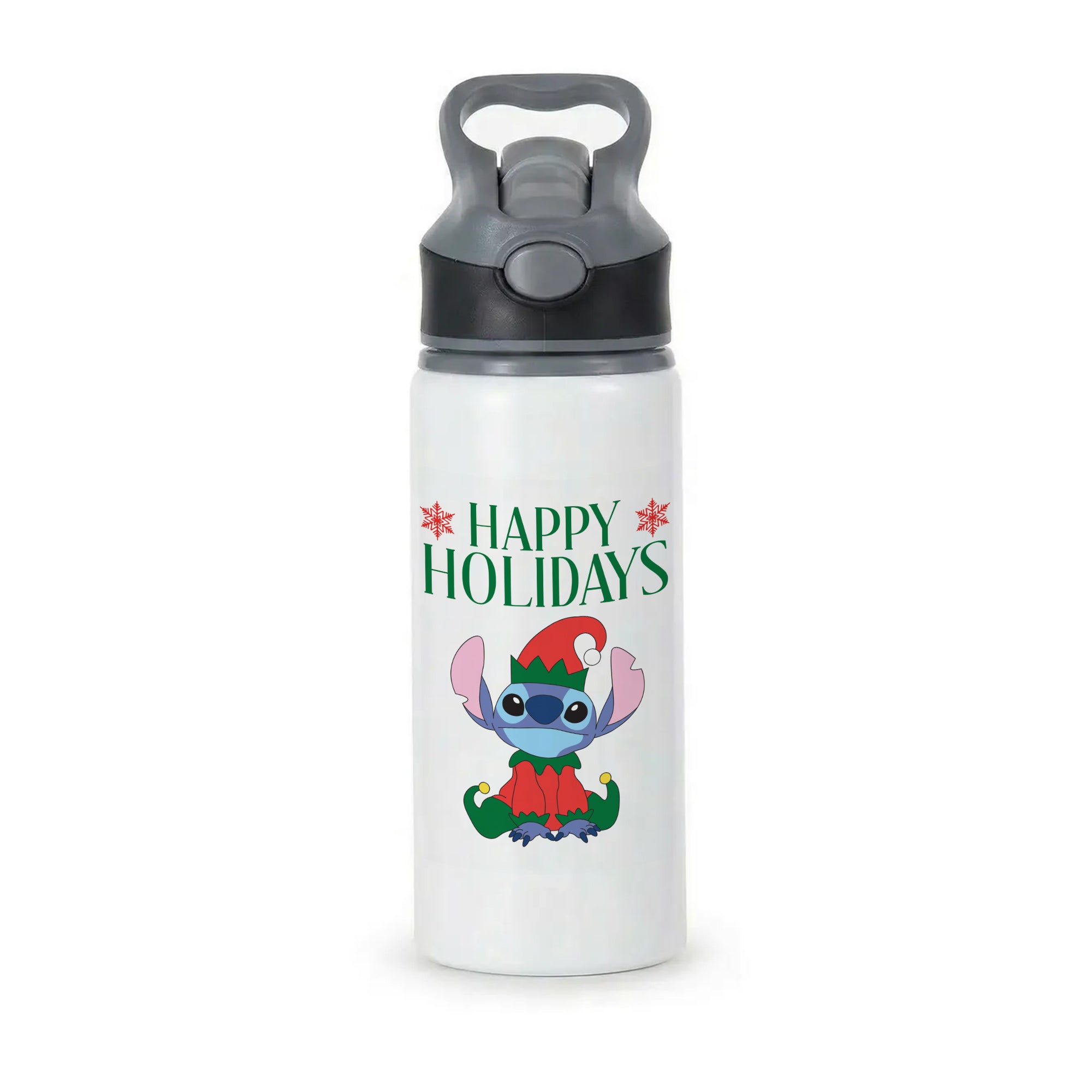 Cute Blue Alien Elf Active Water Bottle - Black