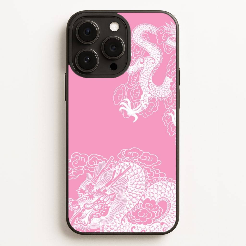 Pink Background Dragon - Dragon Phone Case for iPhone 16 Pro Max