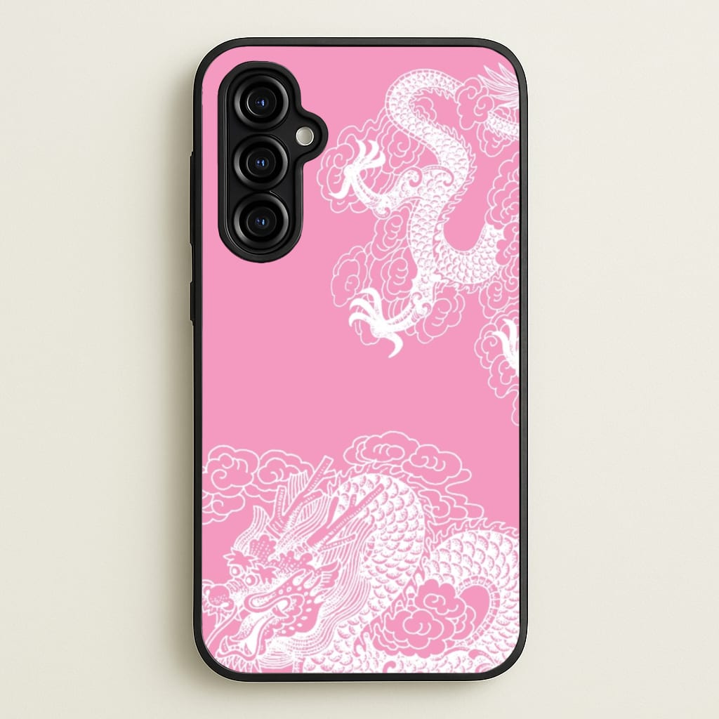 Pink Background Dragon - Dragon Phone Case for Galaxy A54