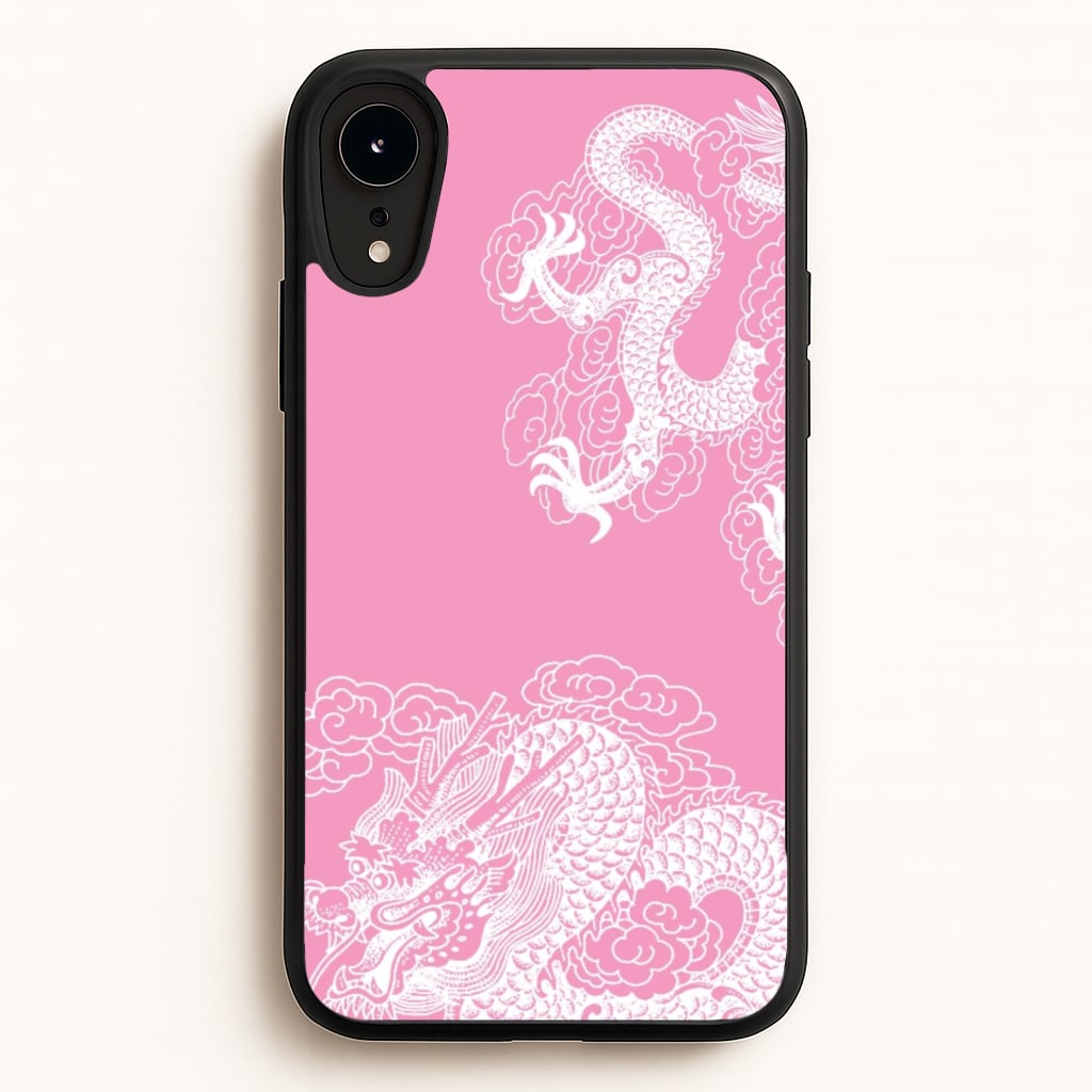 Pink Background Dragon - Dragon Phone Case for iPhone XR