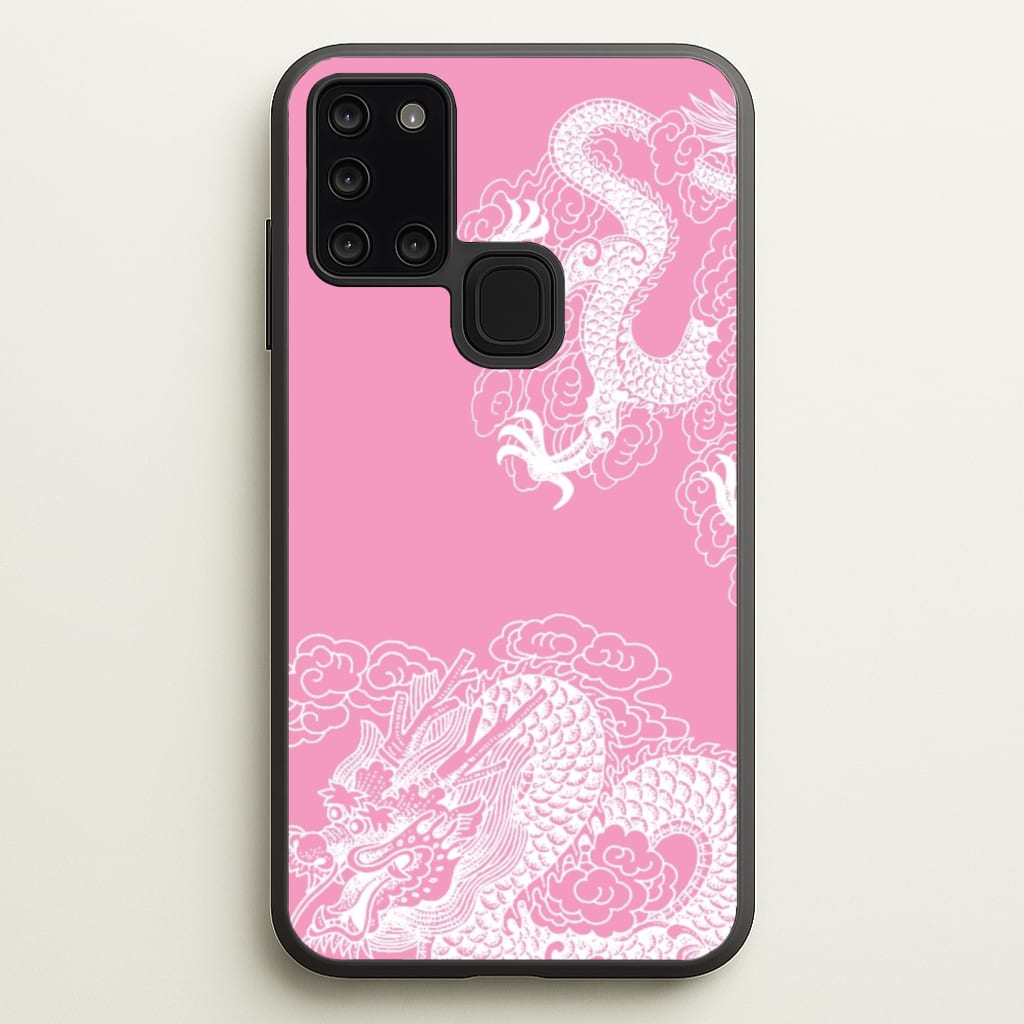 Pink Background Dragon - Dragon Phone Case for Galaxy A21s