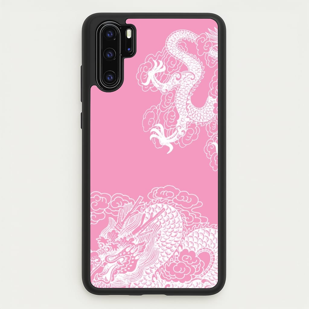 Pink Background Dragon - Dragon Phone Case for Huawei P30 Pro