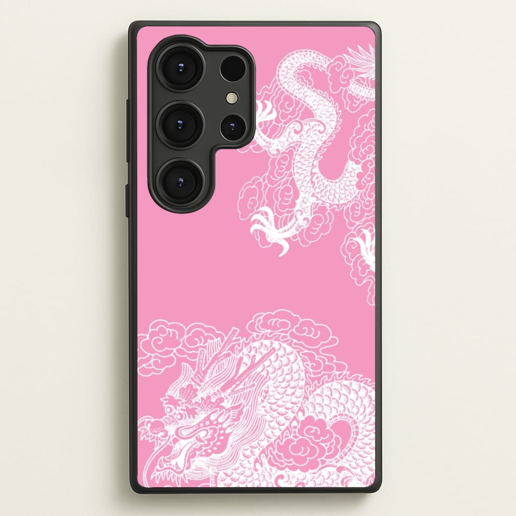 Pink Background Dragon - Dragon Phone Case for Galaxy S25 Ultra