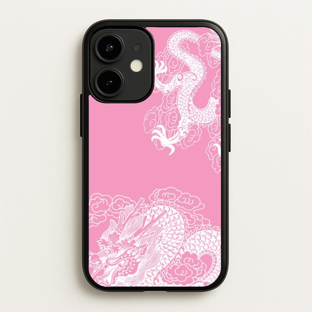Pink Background Dragon - Dragon Phone Case for iPhone 12 Mini