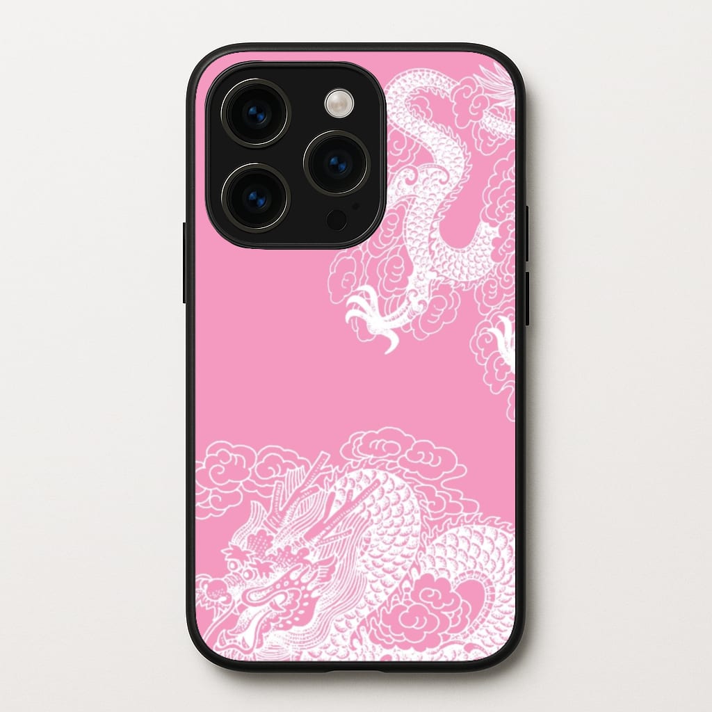 Pink Background Dragon - Dragon Phone Case for iPhone 14 Pro