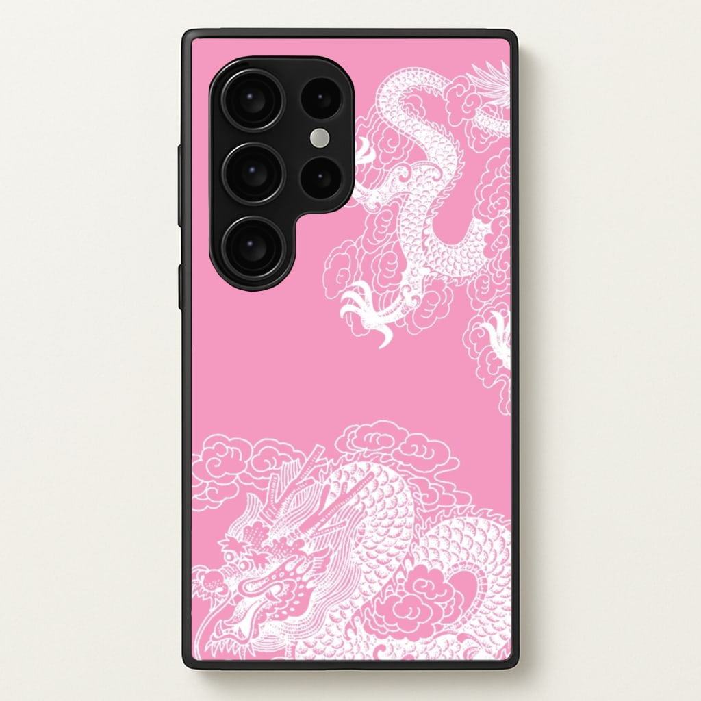 Pink Background Dragon - Dragon Phone Case for Galaxy S24 Ultra