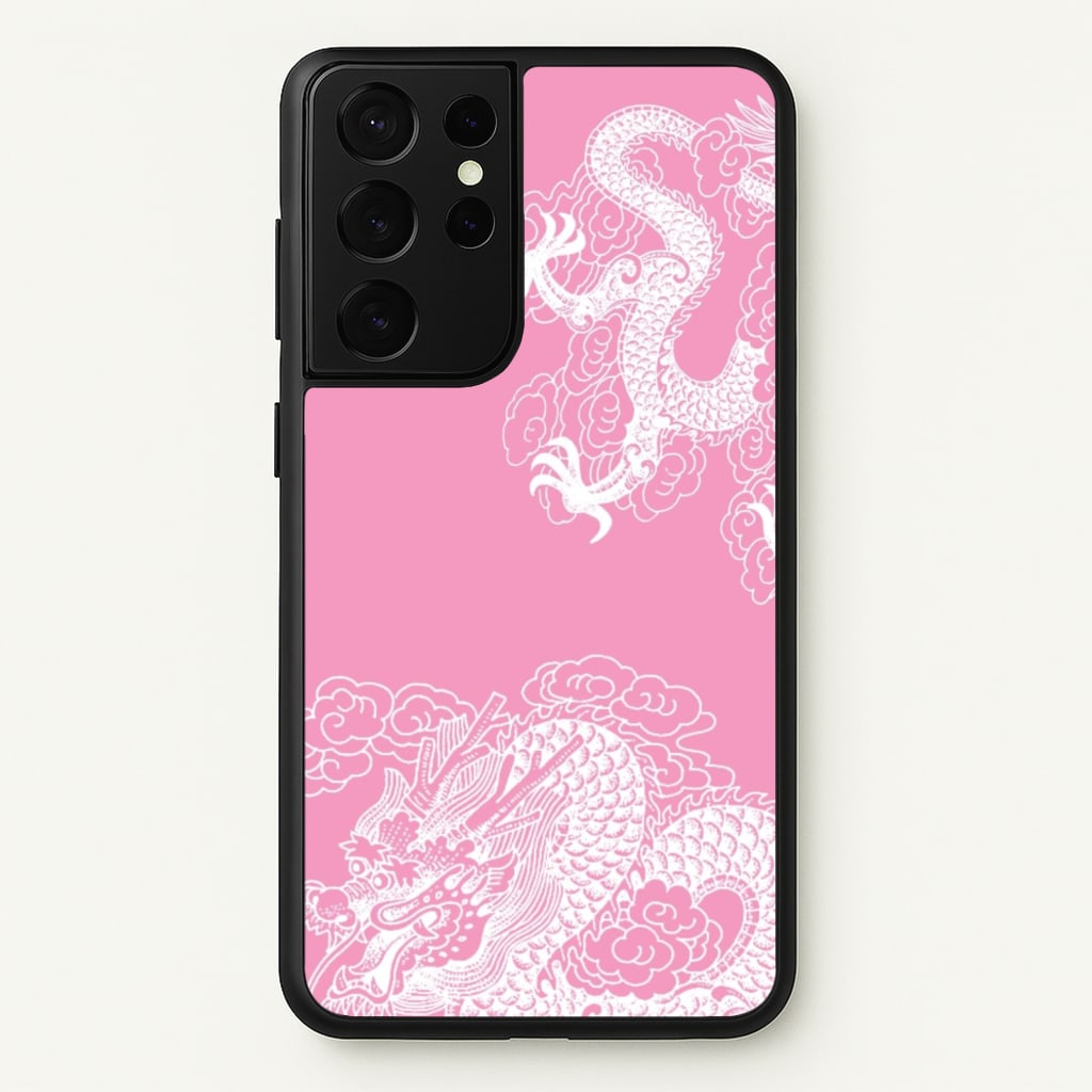 Pink Background Dragon - Dragon Phone Case for Galaxy S21 Ultra