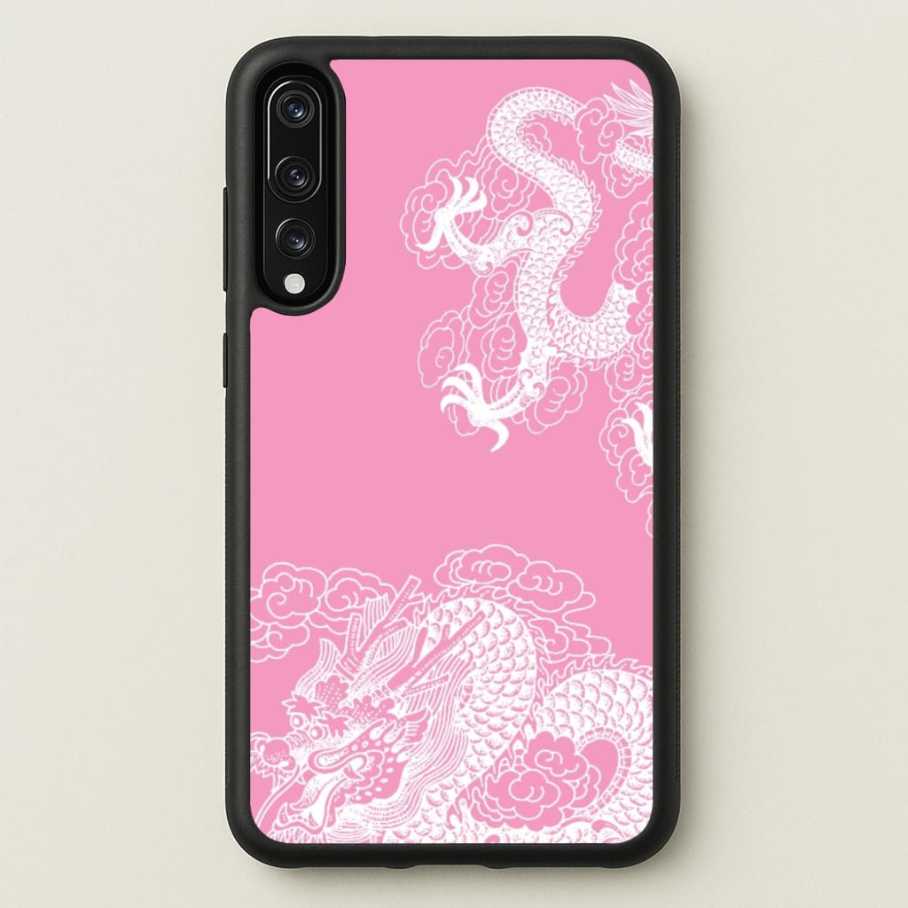 Pink Background Dragon - Dragon Phone Case for Huawei P20 Pro