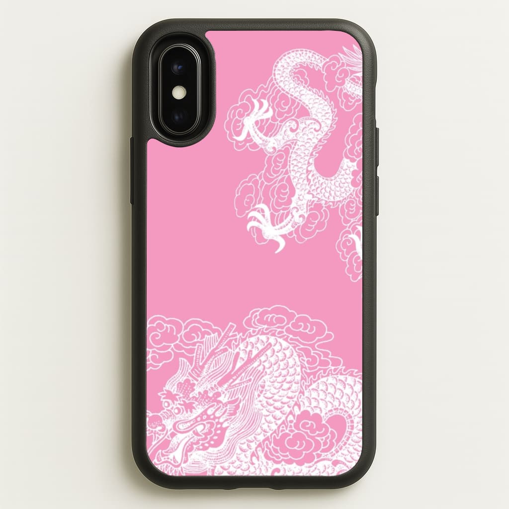 Pink Background Dragon - Dragon Phone Case for iPhone X / XS