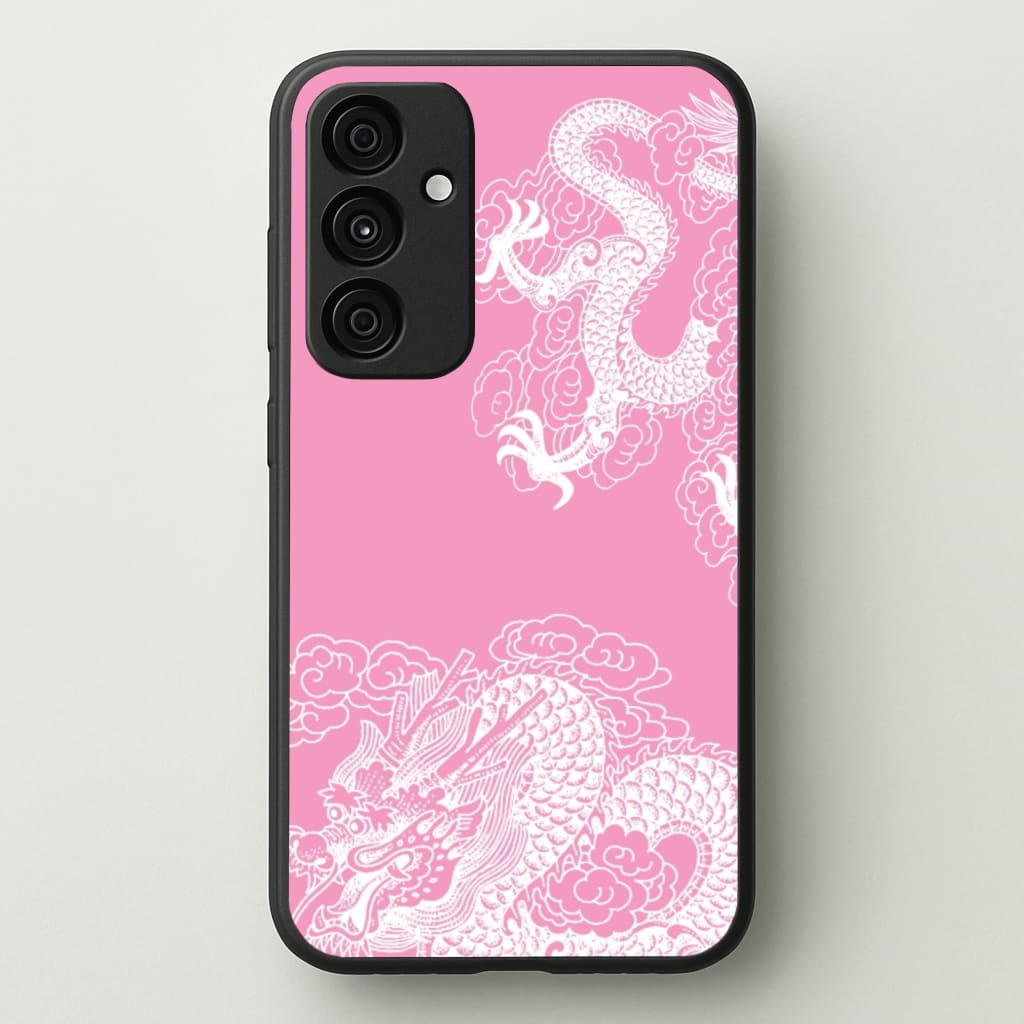 Pink Background Dragon - Dragon Phone Case for Galaxy A35