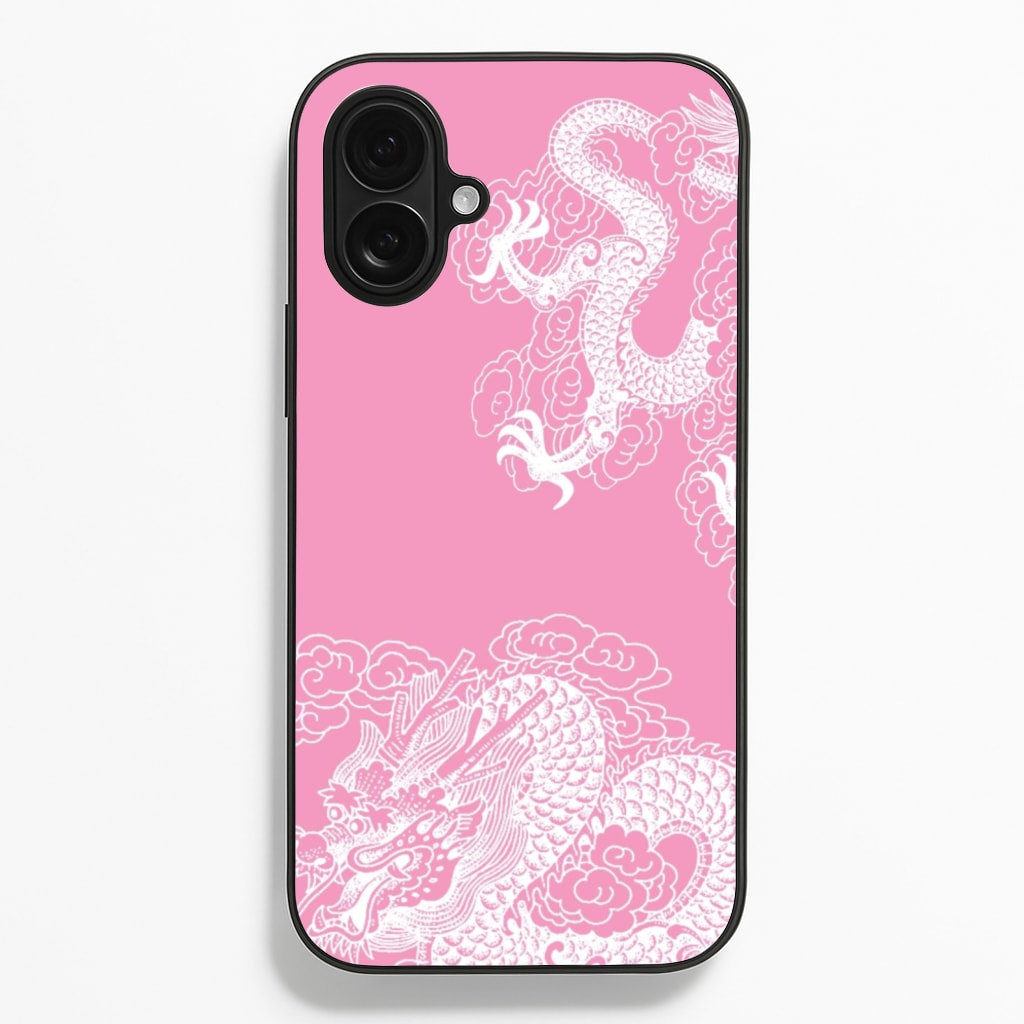 Pink Background Dragon - Dragon Phone Case for iPhone 16 Plus