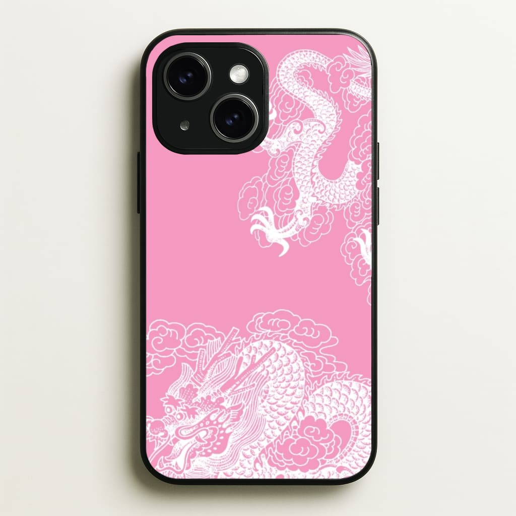 Pink Background Dragon - Dragon Phone Case for iPhone 15