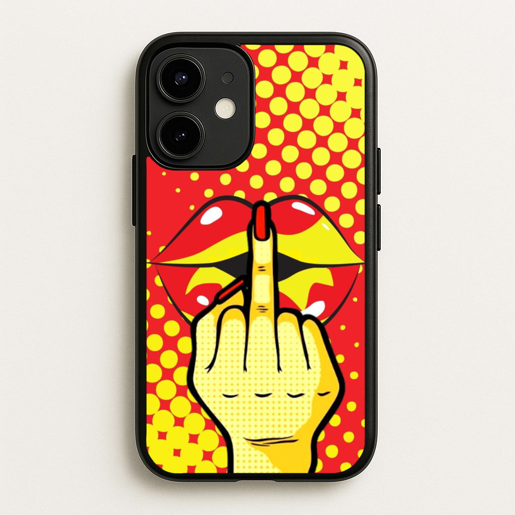 Middle Finger Kiss - Pop Art - Pop Art Phone Case for iPhone 12 Mini