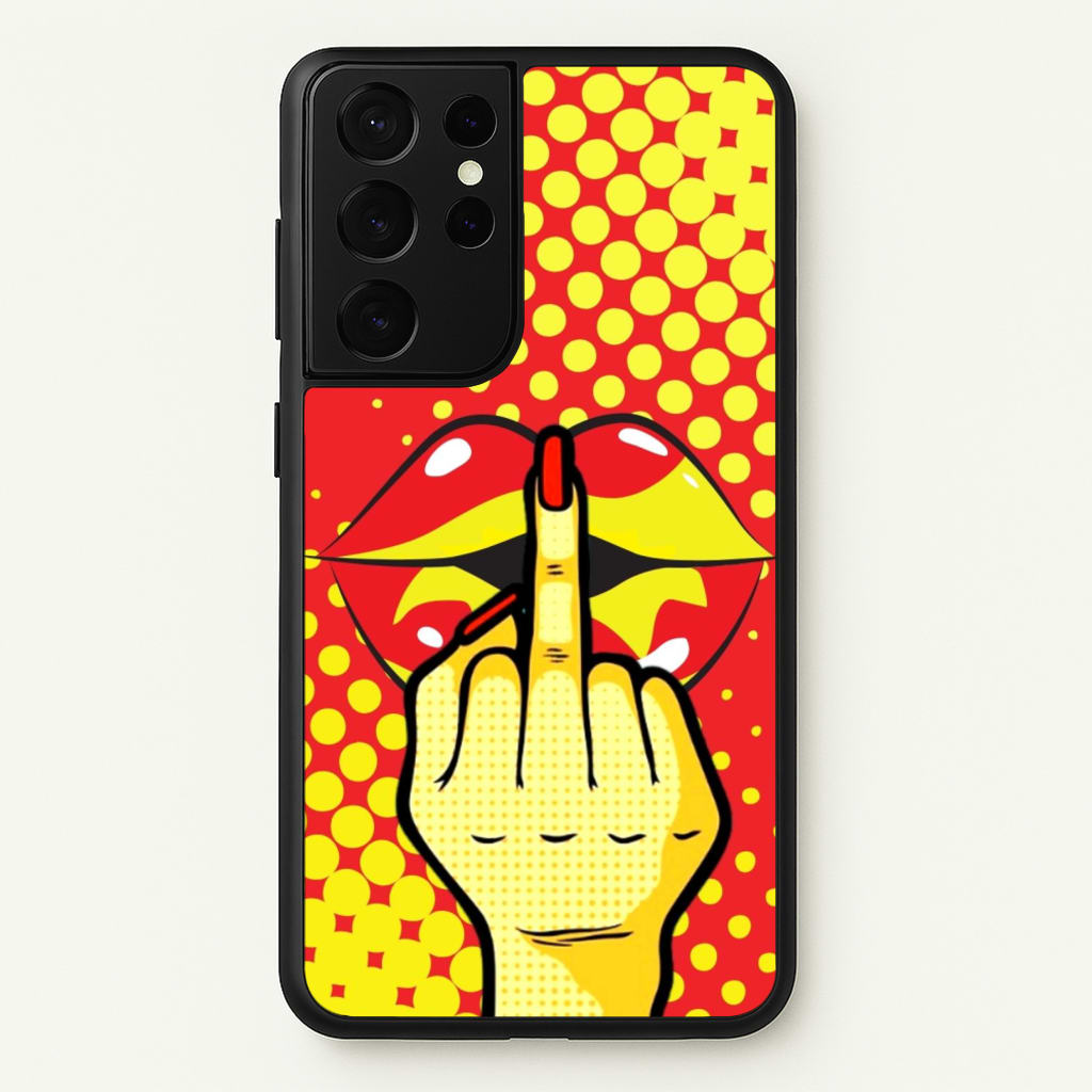 Middle Finger Kiss - Pop Art - Pop Art Phone Case for Galaxy S21 Ultra