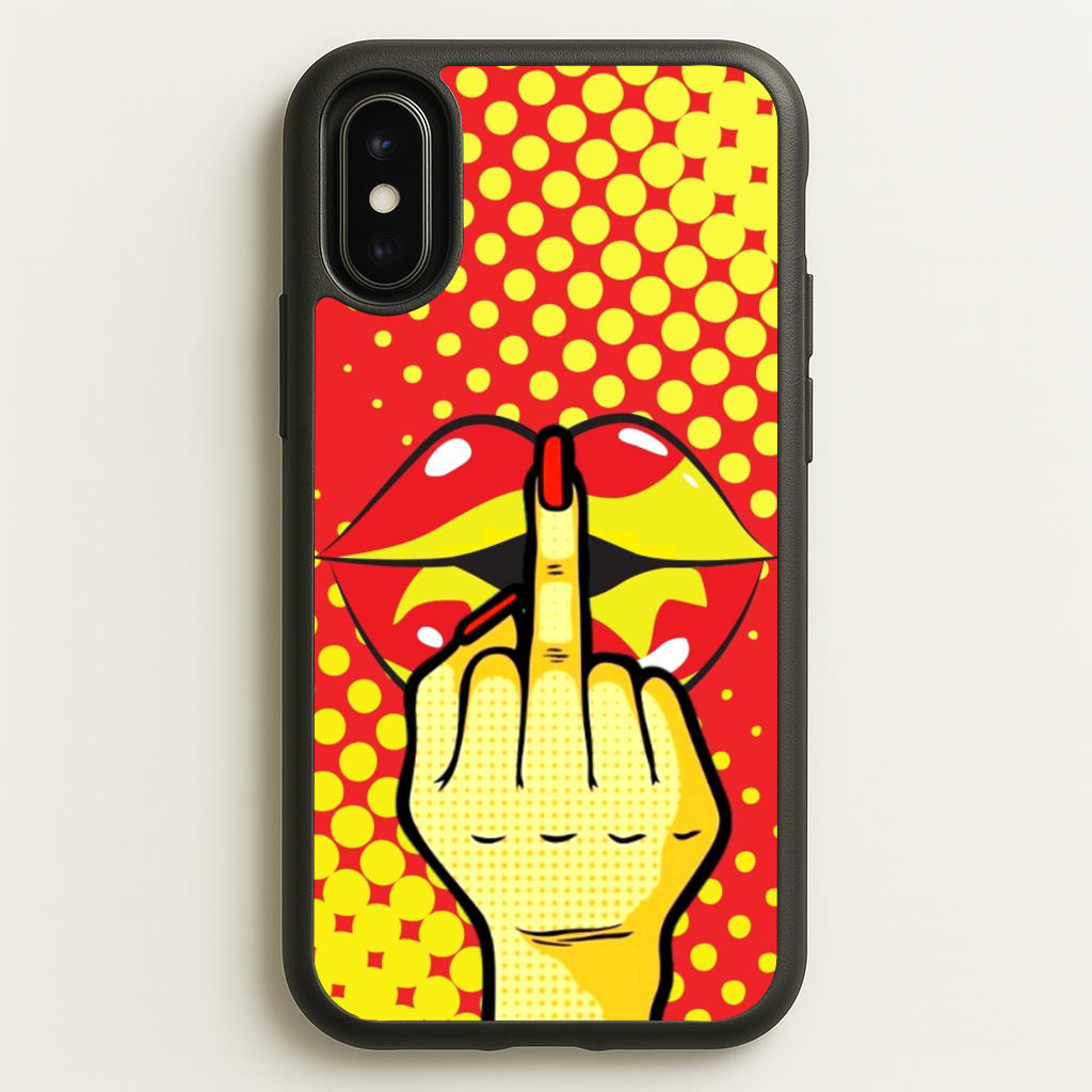 Middle Finger Kiss - Pop Art - Pop Art Phone Case for iPhone X / XS