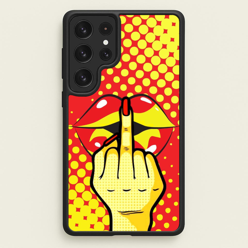 Middle Finger Kiss - Pop Art - Pop Art Phone Case for Galaxy S23 Ultra