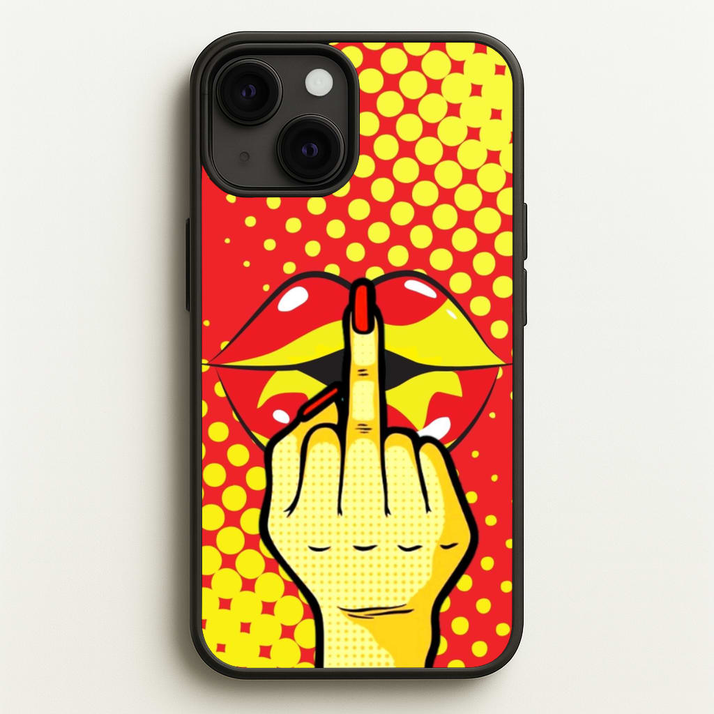 Middle Finger Kiss - Pop Art - Pop Art Phone Case for iPhone 13 Mini