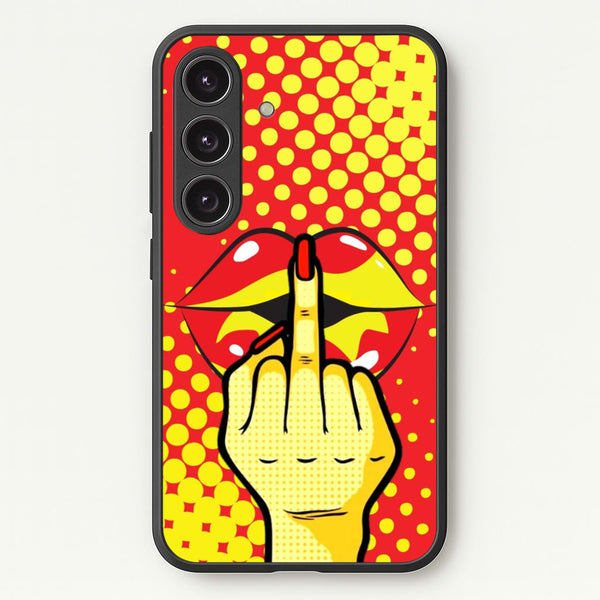 Middle Finger Kiss - Pop Art - Pop Art Phone Case for Galaxy S24