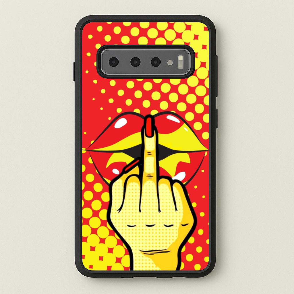 Middle Finger Kiss - Pop Art - Pop Art Phone Case for Galaxy S10 Plus