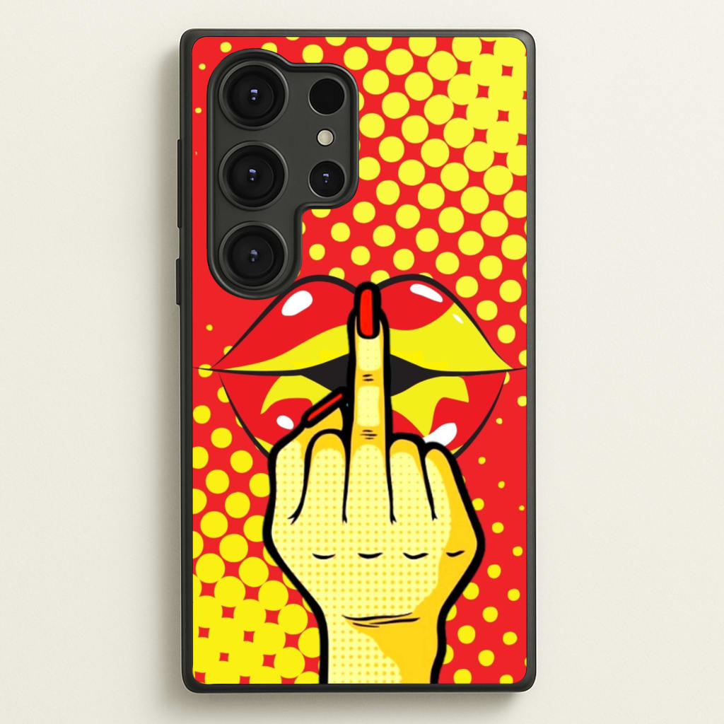 Middle Finger Kiss - Pop Art - Pop Art Phone Case for Galaxy S25 Ultra